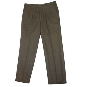 John Henry Vtg‎ Wool Blend Dress Pants Mens Sz 36x32 Straight Brown Pleated